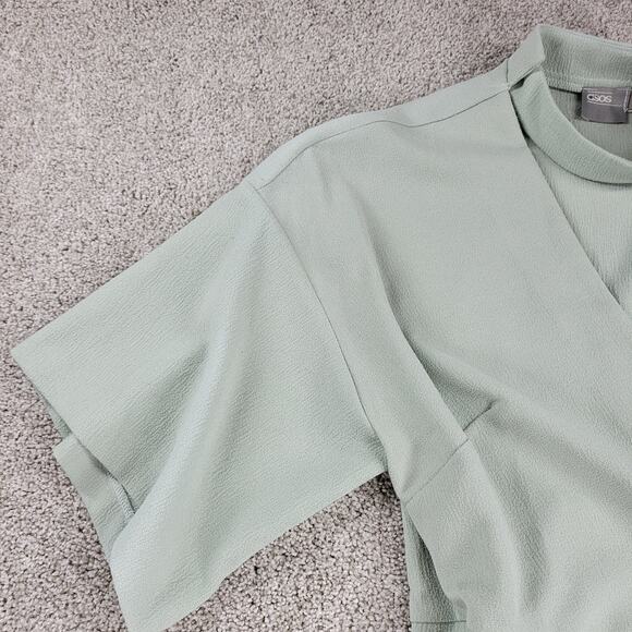 ASOS Womens Dress 4 Mint Green Textured Wrap V Neck Plunge Kimono Tie Waist - Picture 9 of 16